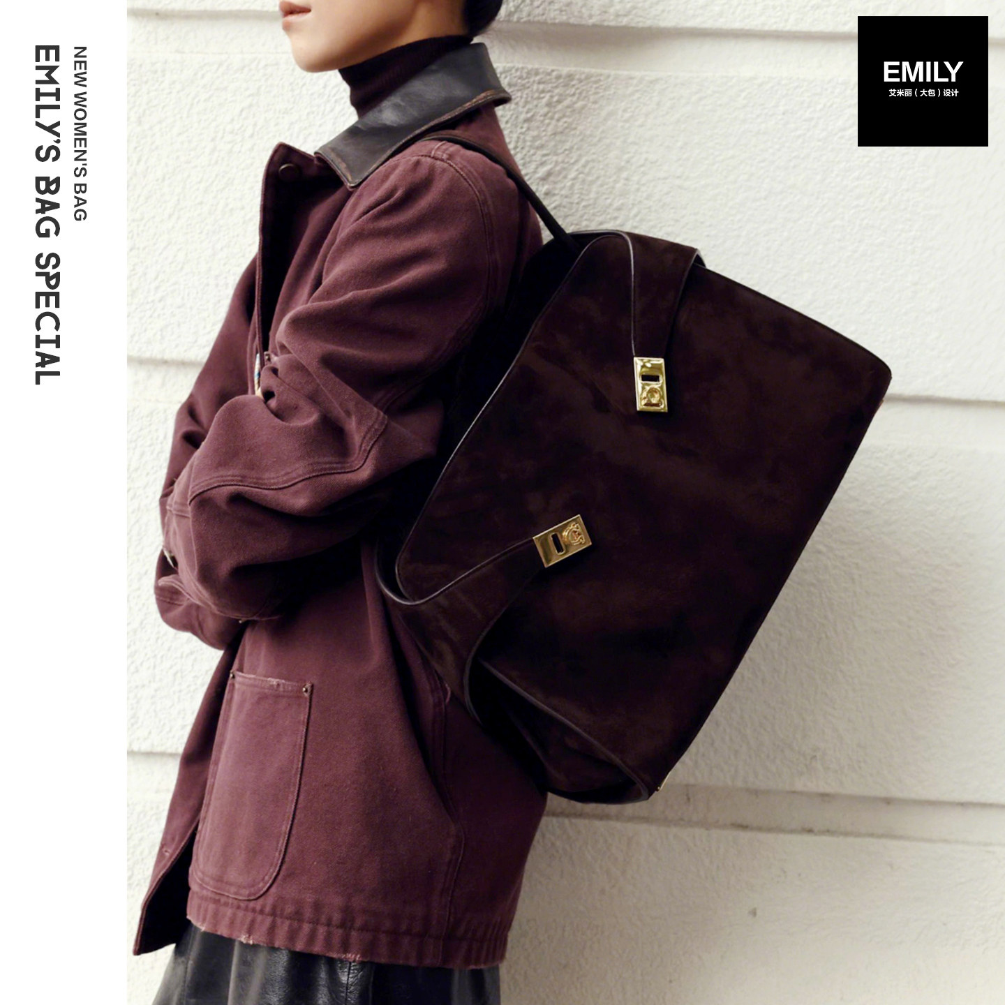 新款真皮麂皮女锁扣大容量复古休闲通勤贝壳包托特包手提单肩腋下