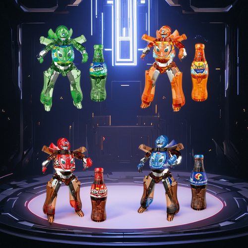 汽水机器人儿童变形玩具饮料变型瓶装可乐机甲金刚模型3男孩礼物