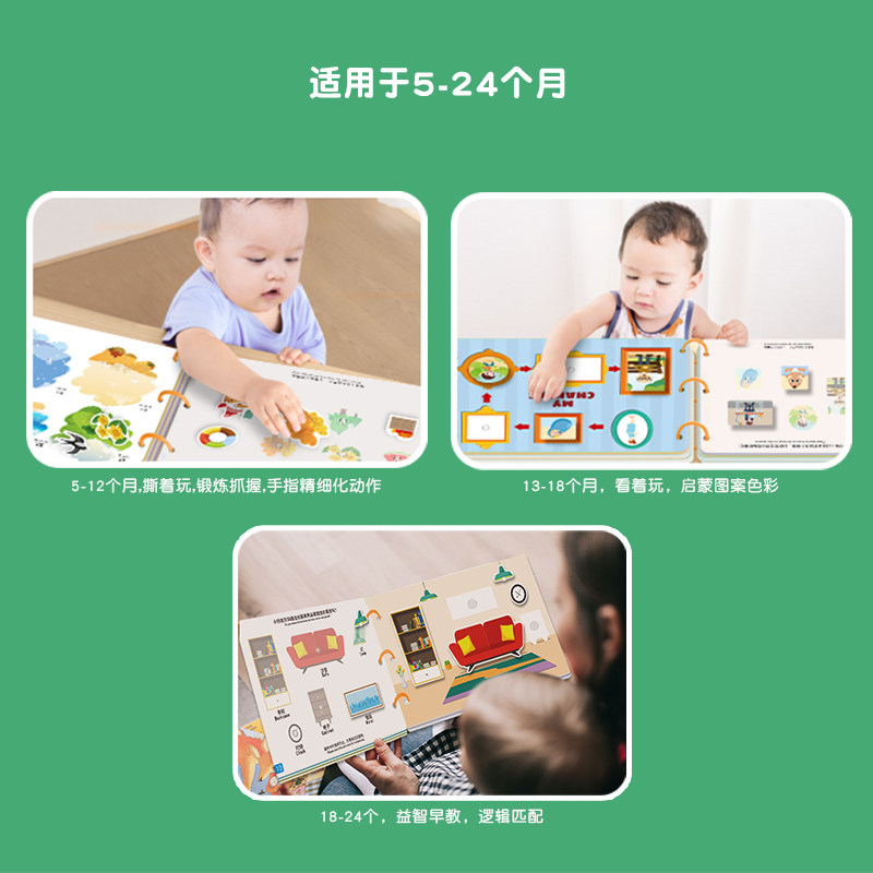 宝宝撕撕书益智启蒙安静手撕书早教魔术贴拉粘贴婴儿童玩具2-3岁1