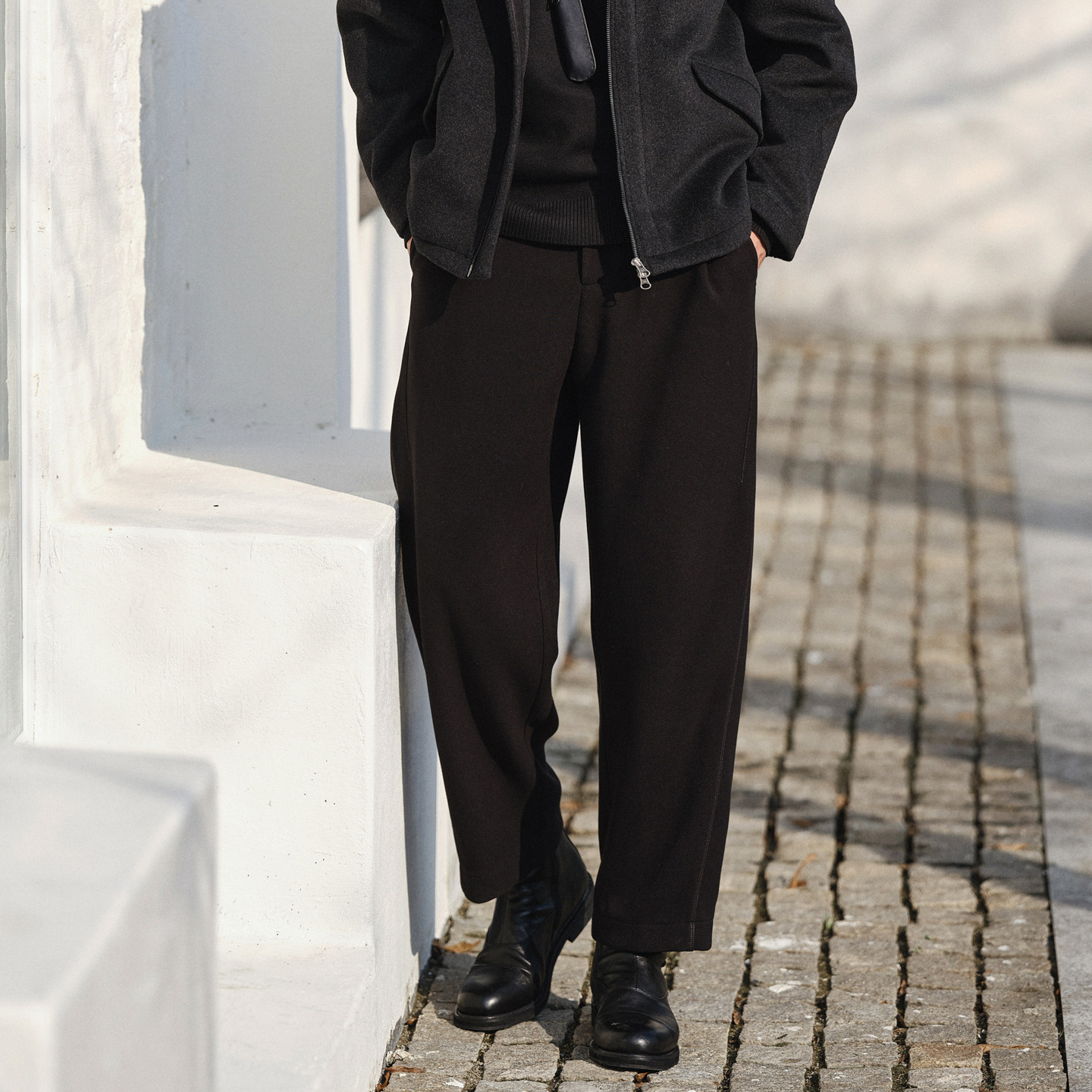 收留原创冬季加厚黑色休闲裤男宽松垂感西装裤简约锥形保暖九分裤,男装,休闲裤,淘宝优惠券,粉丝福利购,淘宝优惠卷