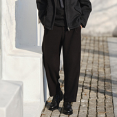 加厚黑色休闲裤 男宽松垂感西装 裤 收留原创冬季 简约锥形保暖九分裤