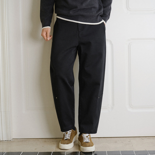宽松锥形水洗长裤 收留原创2025秋季 牛仔裤 黑色九分休闲裤 子 男士