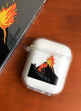 原创火山喷发 火山挚恋耳机套手绘创意透明软壳保护壳 适用于AirPods4