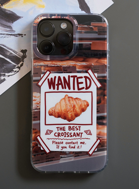 BlueHour原创可颂面包 双层印花IMD小众创意简约亮面透明手机壳 适用于iPhone16ProMax