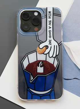 BlueHour原创许愿咖啡壶 双层印花IMD小众创意简约金币透明手机壳 适用于iPhone16ProMax