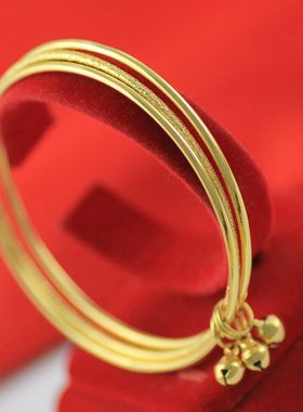 纯黄铜镀金铃铛手环送女友礼物