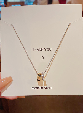 韩国新款轻奢小众高级设计感啥双圆圈项链女ins潮网红同款锁骨链