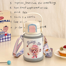 可爱女生高颜值超萌大容量便携吸管直饮两用大肚保温杯随行水杯子