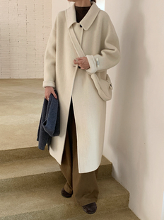 宽松包包两件套羊毛外套韩版 韩版 双面羊绒大衣女长款 2025秋冬新款