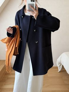 宽松显瘦羊毛外套 韩版 2025秋冬东大门Egg新款 双面羊绒大衣女短款