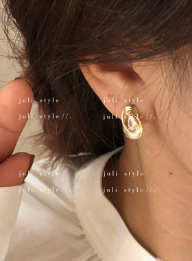 橘里 / S925纯银针 高级感几何金色镂空圆圈耳环女小众气质耳钉