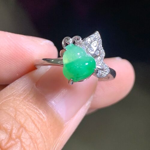 925银镶翡翠葫芦蝴蝶女戒送礼