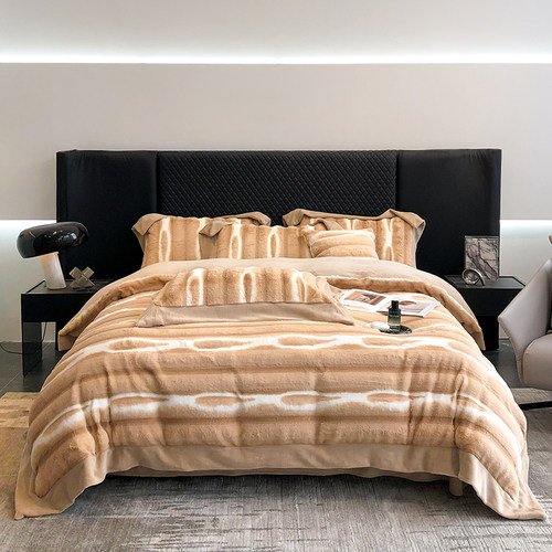 秋冬新款11斤A类皮草B版250克全消光牛奶绒高端四件套床单被套