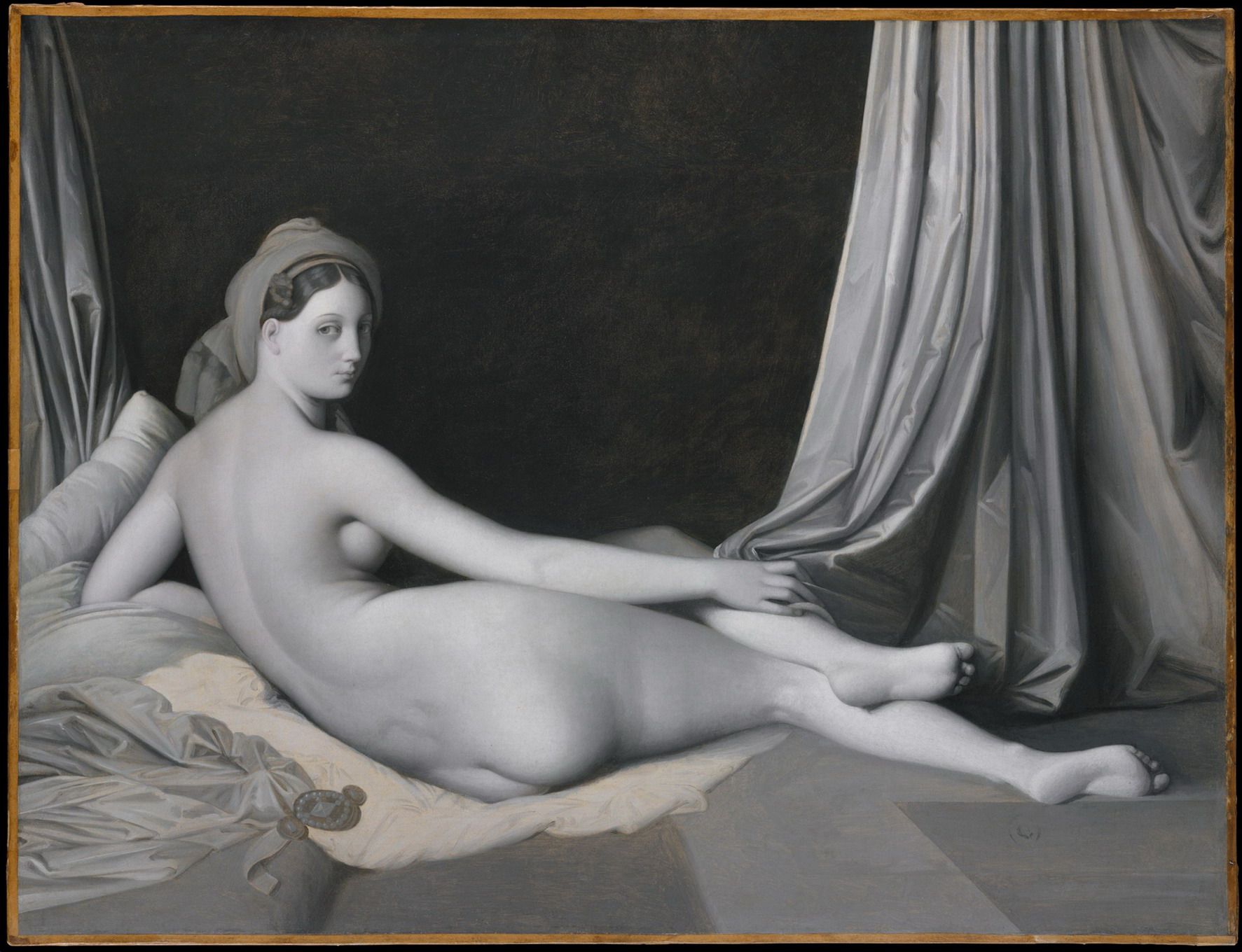 油画客厅装饰画壁画挂画欧式近现代油画人物油画  安格尔 大宫女