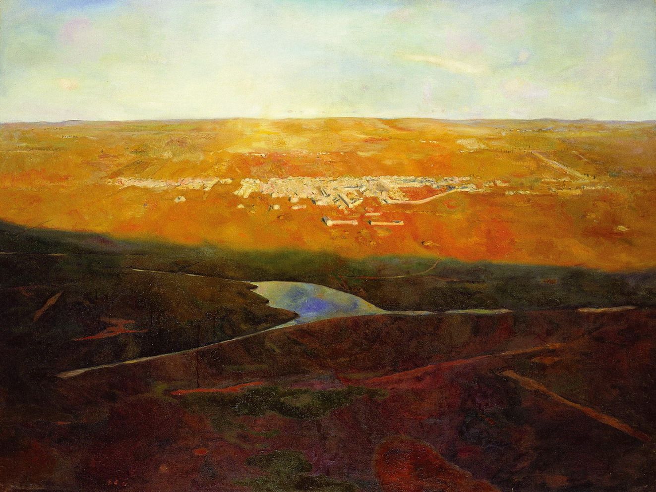 油画客厅装饰画壁画挂画欧洲油画风景油画 朝戈  克鲁伦的阳光