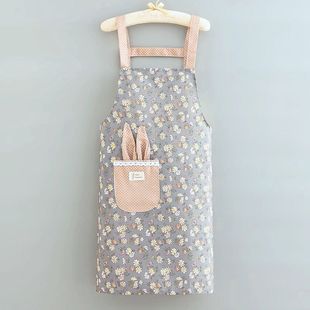 公主廚房罩衣家用工作服圍腰女帆布透氣防污圍裙餐飲 做飯長袖