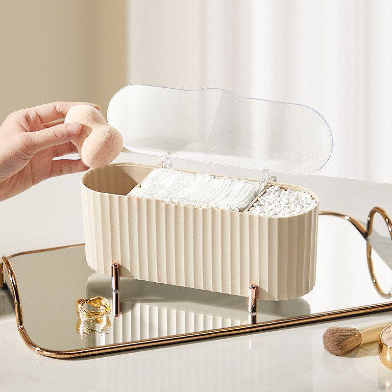透明收纳盒整理盒收纳盒化妆棉口红蛋防尘棉签轻奢带盖桌面美妆