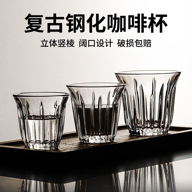 浓缩美式复古玻璃铁杯杯轰炸机澳白杯钢化水杯啤酒杯拿咖啡杯搅拌