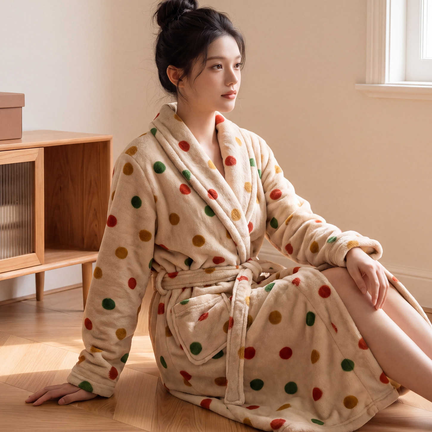 睡袍女秋冬季加厚珊瑚绒长袍浴袍保暖春秋法兰绒新款睡衣外穿长袖