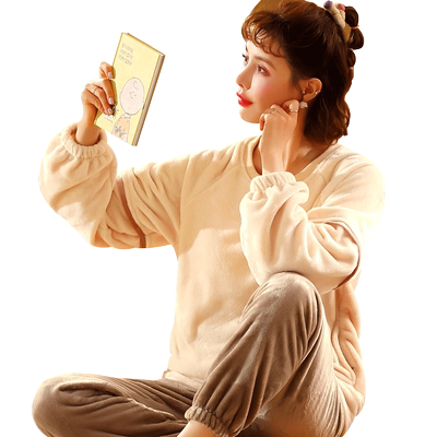 网红日系加厚珊瑚绒甜美风家居服