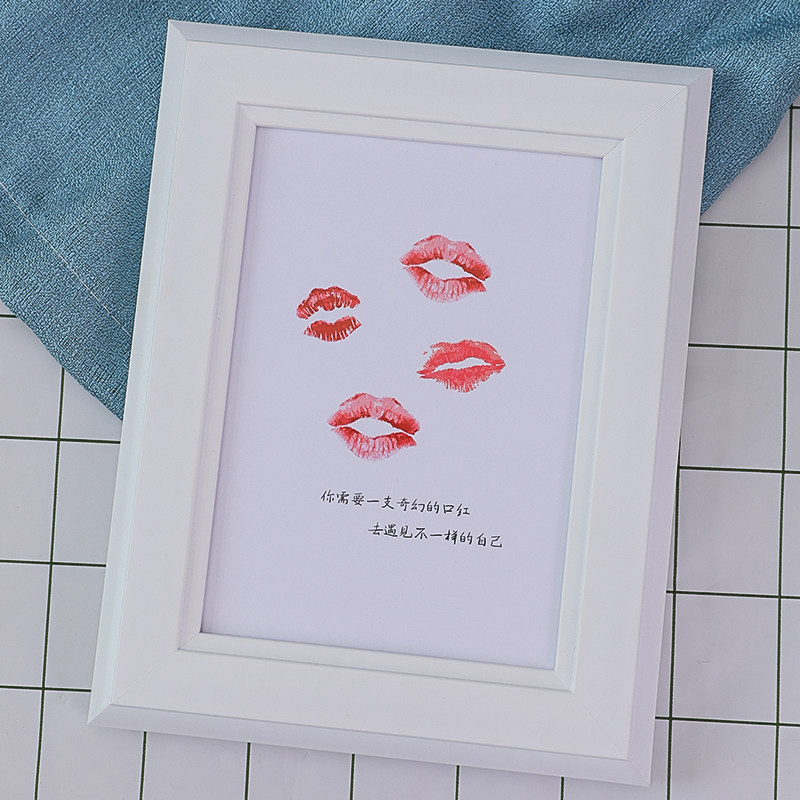 唇印相框摆台diy男朋友礼物创意嘴唇口红印手工简约礼物相册挂墙