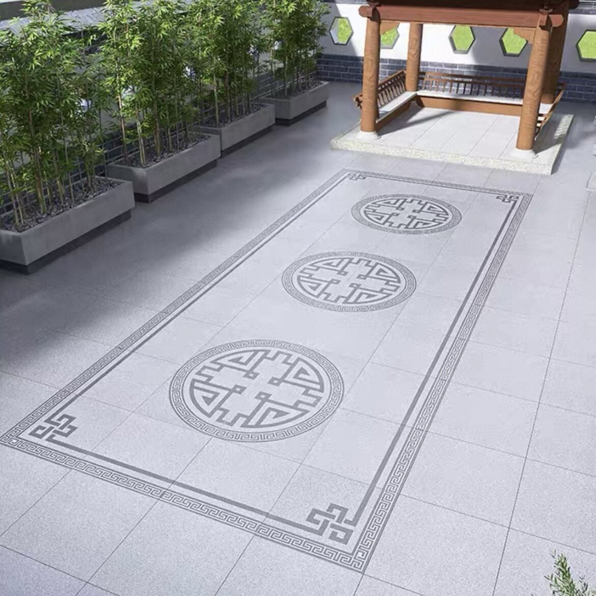 中式庭院地铺石无限拼花