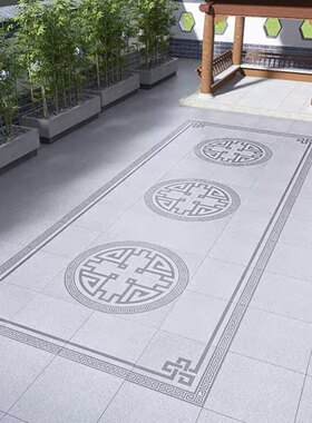 中式庭院地铺石无限拼花