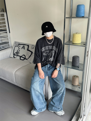 短袖高街学生水洗印花T恤