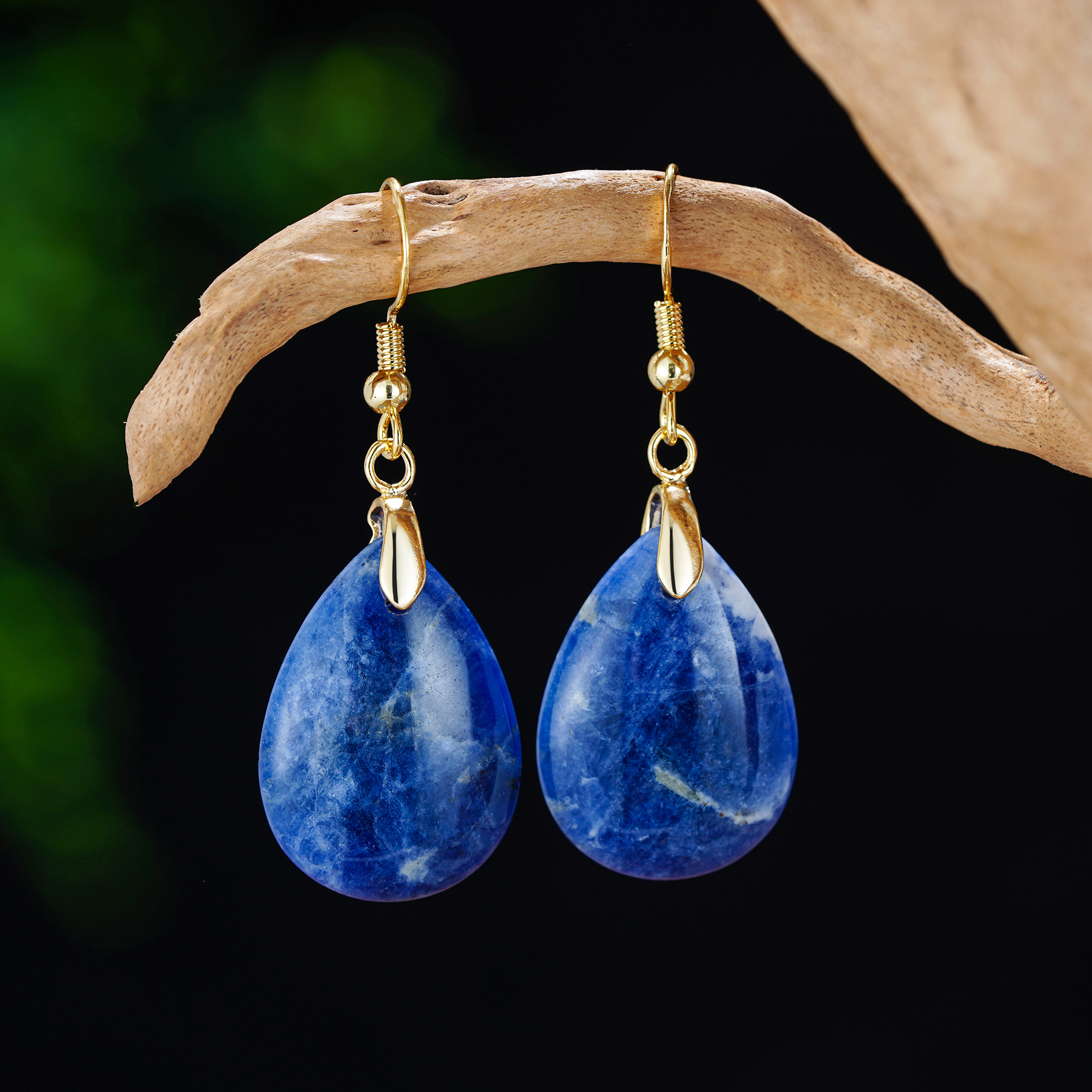 天然蓝纹石18K真金电镀