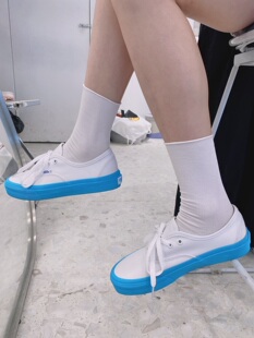 WIDELIA2025年春夏季老大同款堆堆袜子女中筒可拉可短黑白薄款415