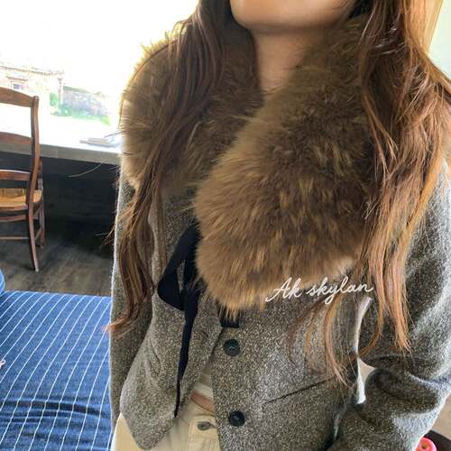 AK skylan秋冬复古时髦环保毛领派克服羽绒服大衣通用毛毛领86058