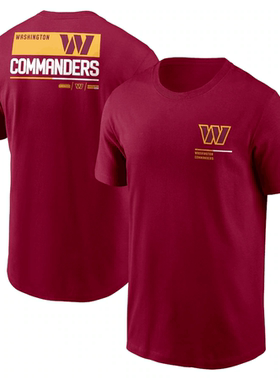 NFL球衣夏季华盛顿指挥官队Commanders橄榄球服宽松男速干短袖T恤