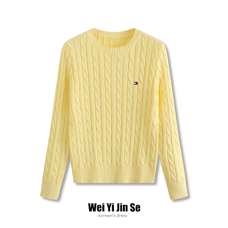 小黄鸡秋冬学院风软糯棉质圆领刺绣针织打底衫长袖毛衣内搭上衣潮