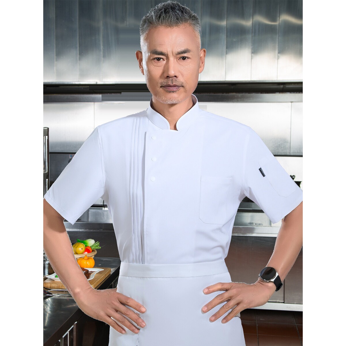 酒店高端厨师工作服短袖纯棉西餐烹饪蛋糕点烘焙食堂夏季轻薄定制