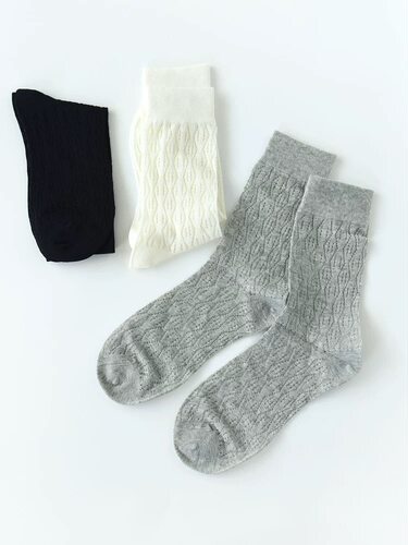 呼吸感女士中筒袜 棱形镂空透气舒适短袜堆堆袜 无骨棉袜