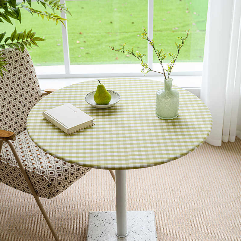 绿色小格子桌布圆形茶几桌布小圆桌桌布转盘套北欧简约现代森系,居家布艺,桌布,淘宝优惠券,粉丝福利购,淘宝优惠卷