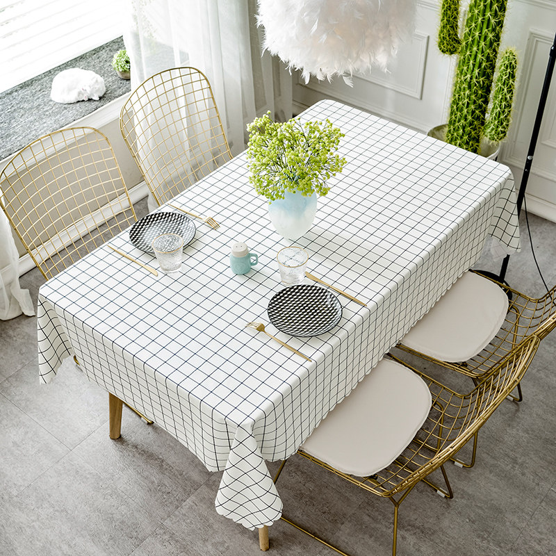 北欧ins黑白格子桌布防水防油免洗pvc餐桌布长方形家用茶几椭圆形,居家布艺,桌布,淘宝优惠券,粉丝福利购,淘宝优惠卷