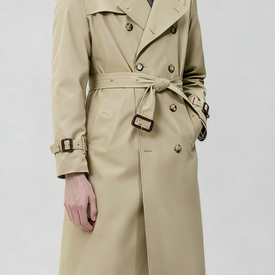 B家热卖秋冬男士英伦老钱风肯辛顿战壕风衣纯棉嘎巴甸中长款外套