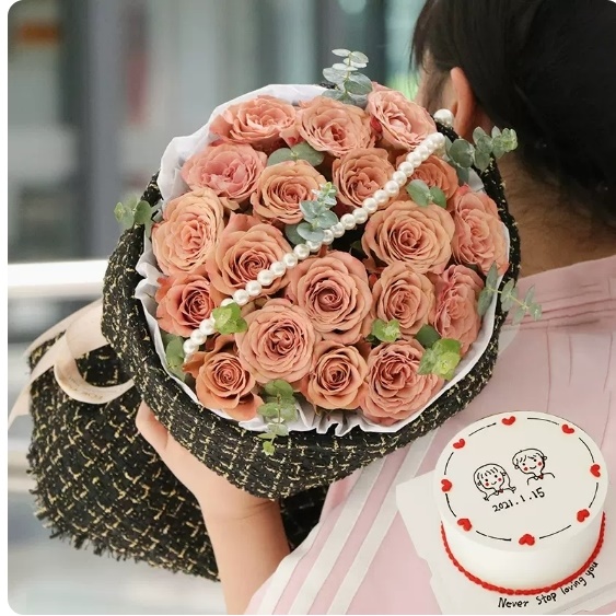 咸阳杨陵西北农林科技大学杨凌国贸玫瑰花生日蛋糕鲜花店母亲节