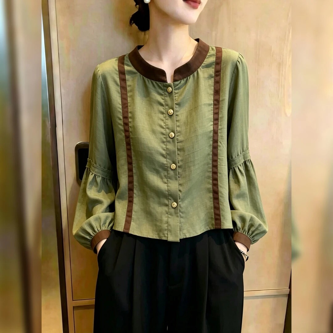 复古洋气质女长袖衬衫女衬衣小衫