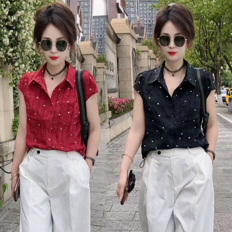 时尚短袖衬衫女夏季新款短款上衣