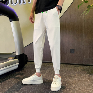 纯色休闲裤夏季薄款九分裤男士白色裤子社会小伙网红裤子 A108图片