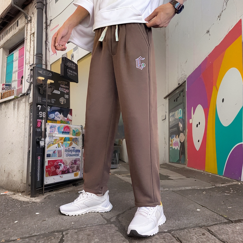 秋季男士运动裤直筒宽松阔腿裤高级感痞帅网红裤休闲长裤A141，男装休闲裤，星座712-1