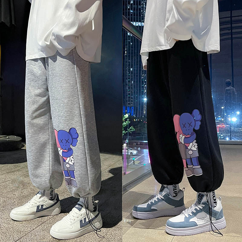 秋装港风宽松休闲裤宽松直筒裤潮牌印花长裤运动裤大码束脚裤男士，男装休闲裤，星座712-1