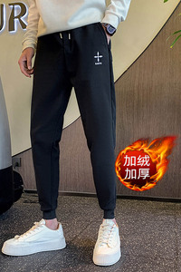 冬季加绒裤子 痞帅潮牌宽松哈伦裤男士 束脚裤加厚长裤 A59加绒图片
