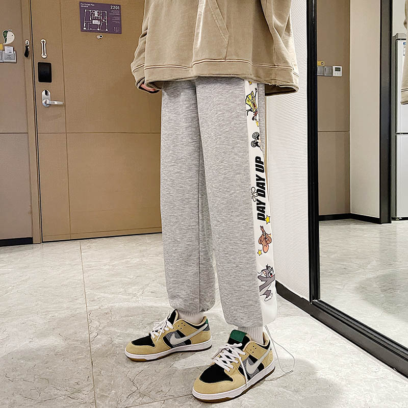 2023春季新款卫裤男士运动裤侧边拼接休闲裤男女中性印花束脚裤,男装休闲裤,星座712-1