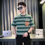 条纹短袖t恤男士夏季2024新款薄款体恤宽松美式高街上衣TX03-P58，男装T恤，星座712-1