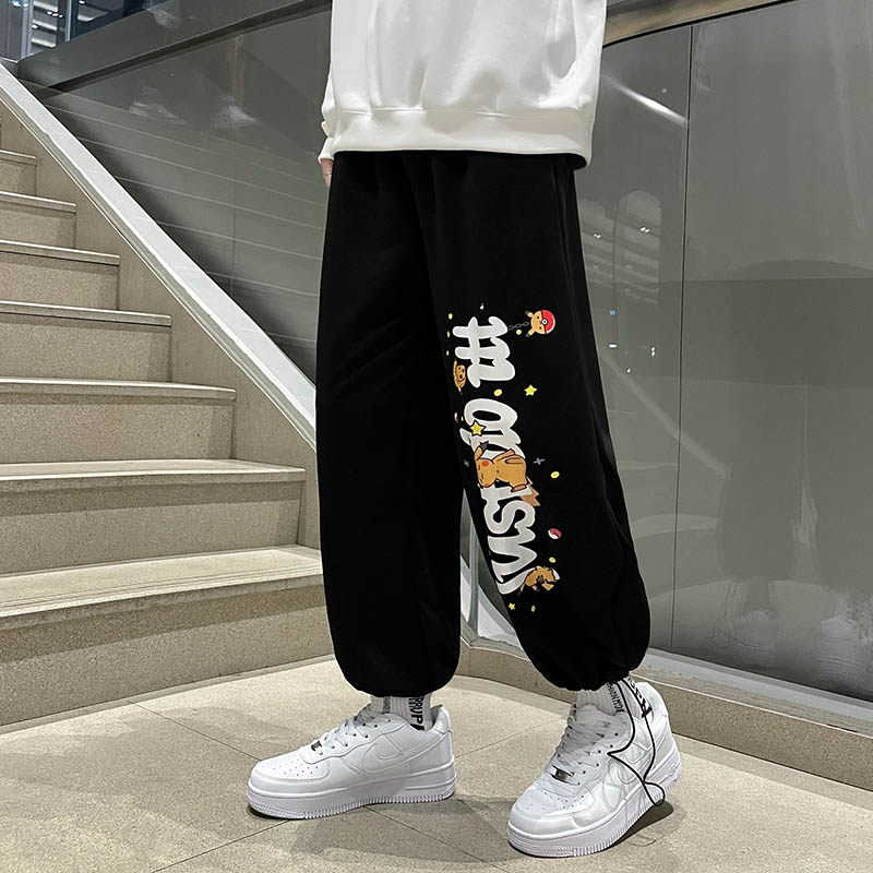 秋季港风裤子男士运动裤宽松卫裤休闲裤大码印花束脚裤K03-P45,男装休闲裤,星座712-1