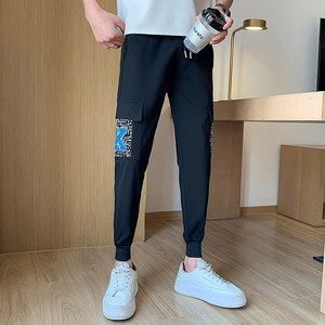 夏季休闲裤男士哈伦裤潮牌束脚九分裤精神小伙网红裤子712-1-A106图片