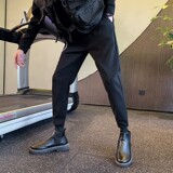冬季加绒裤加厚保暖长裤社会小伙网红裤子束脚裤修身小脚裤A158，男装休闲裤，星座712-1